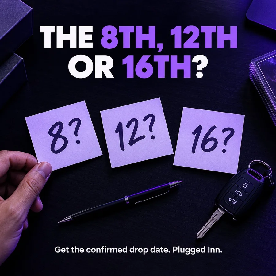 Three sticky notes reading 8?, 12? and 16?. Text: The 8th, 12th or 16th? Get the confirmed drop date.