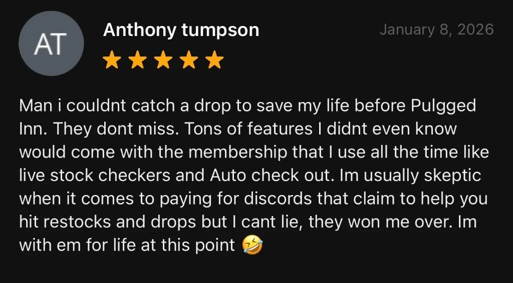 Anthony tumpson, 5 stars, 8 Jan 2026: I couldn't catch a drop to save my life before Plugged Inn. I'm usually sceptical of paid Discords, but they won me over.